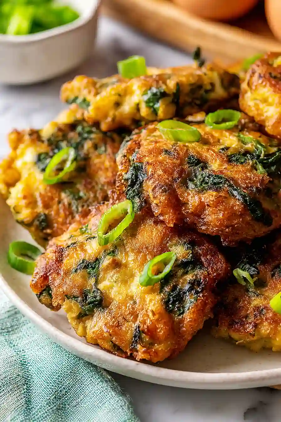 chicken and spinach fritters