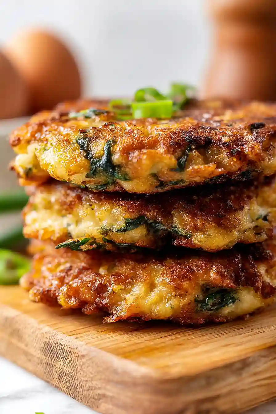chicken and spinach fritters